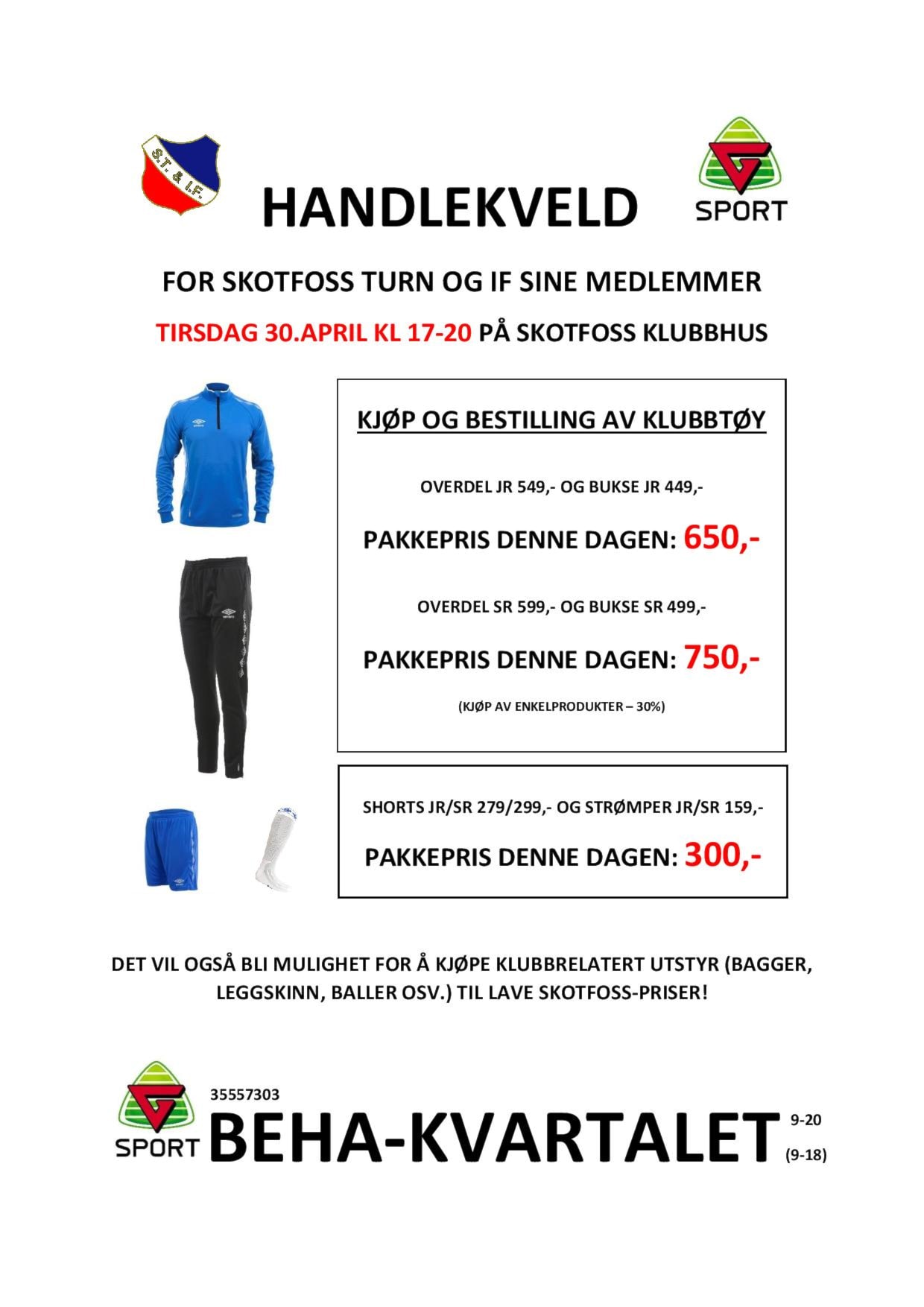 Årets handlekveld for ST&IF er 30. april